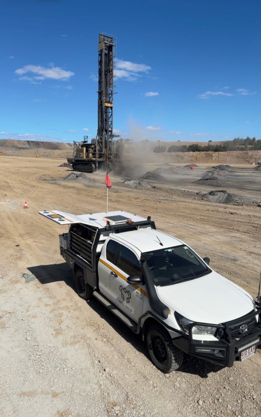 Yates Group ute at a blast-hole drill rig